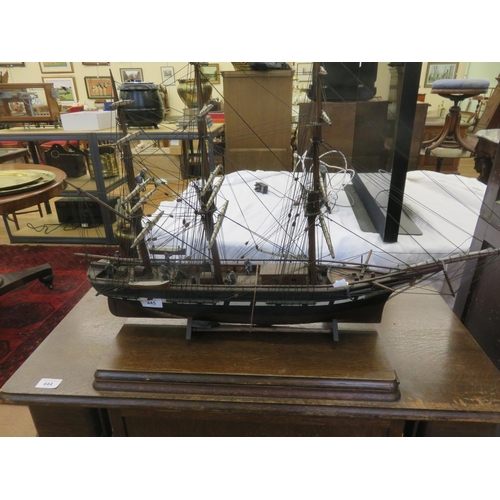 445 - Model three masted Sail Boat on stand