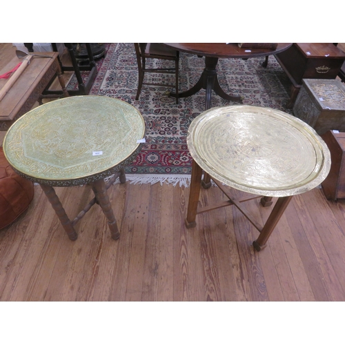 452 - Two Eastern Brass Top Tables