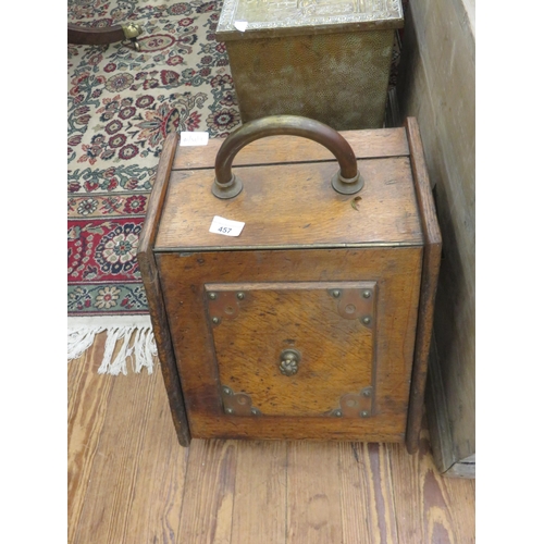 457 - Brass and Oak Coal Box