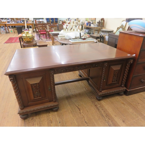 470 - Carved Mahogany Partners Desk