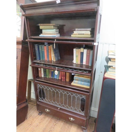 477 - Four part Sectional Bookcase with bottom drawer