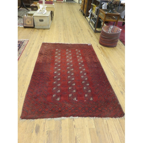 506 - 80inch x 50inch Bokhara Fringed Rug on Red Ground