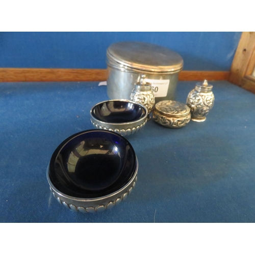 60 - Five Silver Vanity Pieces and silver box, 11 Troy ozs