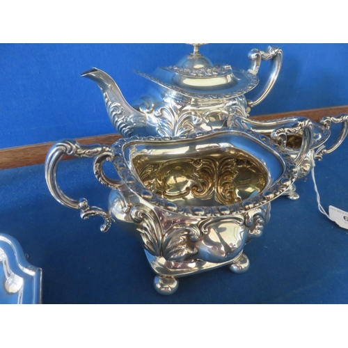 63 - Birmingham Silver Three Piece Tea Set, 26 troy ozs