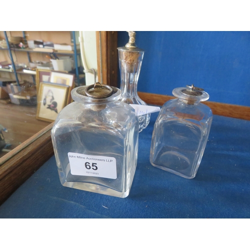 65 - Silver Topped Scent Bottle and Two Others