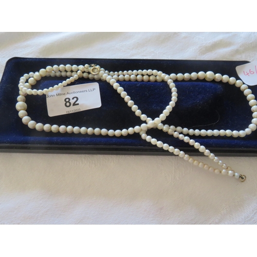 82 - String of Graduated Pearls on 9ct. Gold Clasp