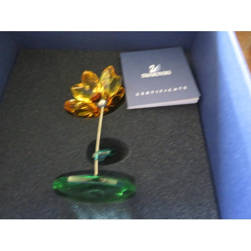 207 - Three Boxed Swarovskis Dalmally Olive A9601 NR040101/Coloured Glass Flower A9400 NR000248/Chicken A7... 