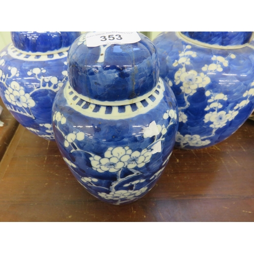 353 - Three Oriental Blue and White Ginger Jars