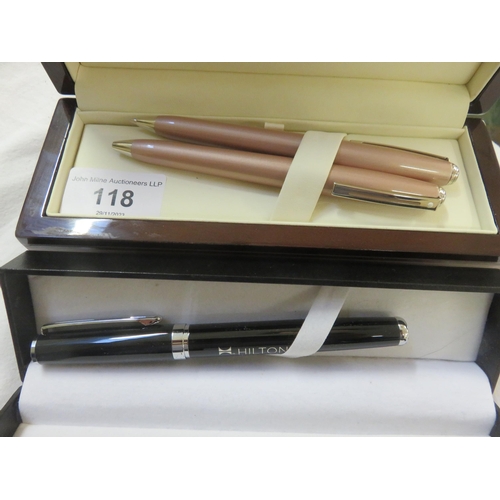 118 - Boxed Shaeffer and Hilton Pens