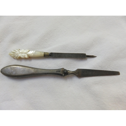 119 - Two Nail Files - One Silver Handled and One Mother of Pearl