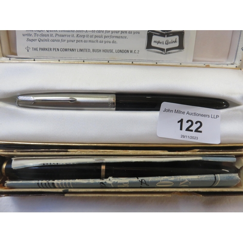 122 - Boxed Parker Fountain Pen and one other Parker Pen