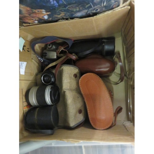 160 - Assortment of Cased Cameras and pair of Cased Binoculars