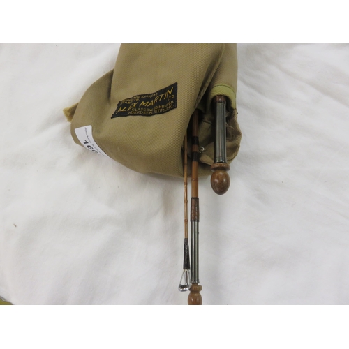 166 - Alex Martin three piece Split Cane Fishing Rod