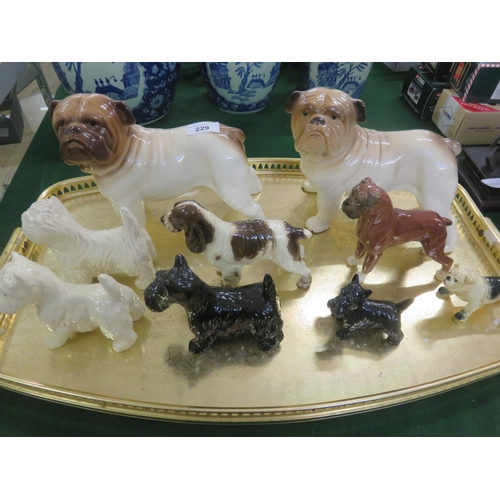 229 - Tray containing Various Ceramic Dogs