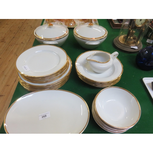 268 - Six piece white with Gold trim Dinner Service