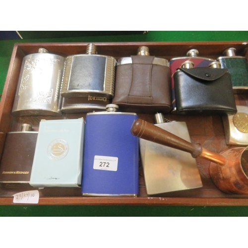 272 - Collection of Hip Flasks and Copper Pouring Cup