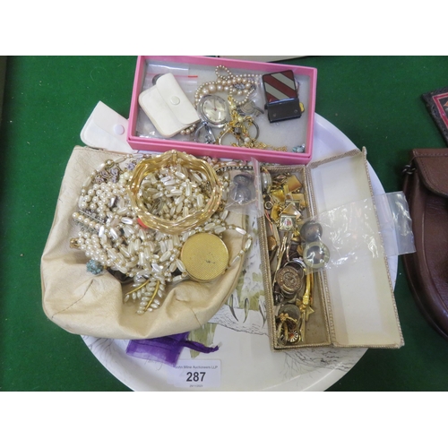 287 - Tray of Costume Jewellery, Rings, Watches, Bracelets etc.