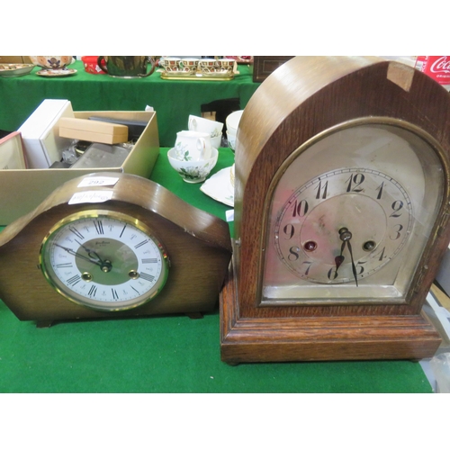 292 - One wooden Cased Mantel Clock and other Wooden Clock