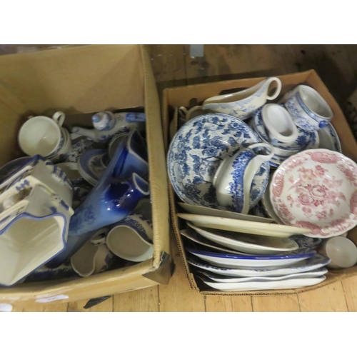 295 - Four Boxes of Blue and White Ware