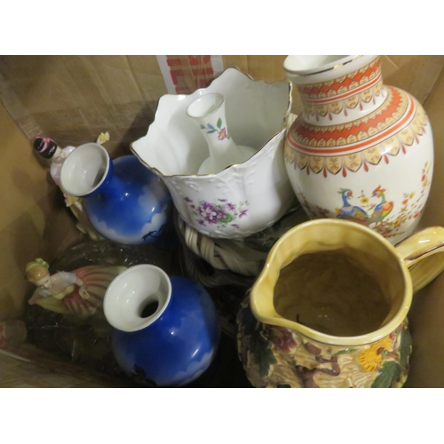 297 - One boxed of mixed Ceramic Vases, Jugs, Figures, Royal Doulton etc.