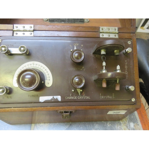 306 - Wireless Crystal Receiver in wooden case made by British Thomson-Houston Co.