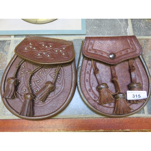 315 - Two Brown Leather Sporrans