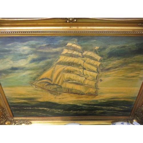 Framed Oil Painting - Sailing Ship