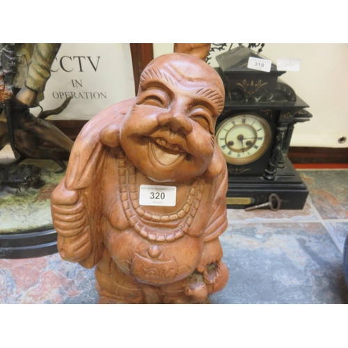 320 - Large Carved Wooden Buddha Figure