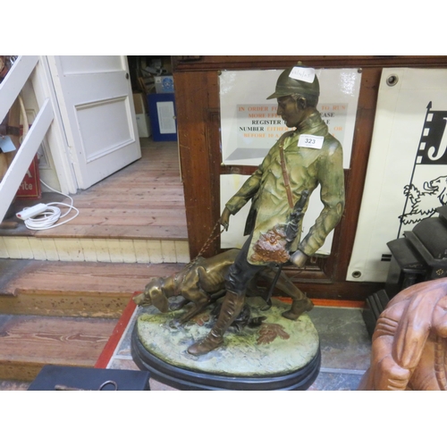 323 - Large Bronzed Figure - Gent with Dog