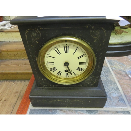 324 - Slate Mantel Clock with key