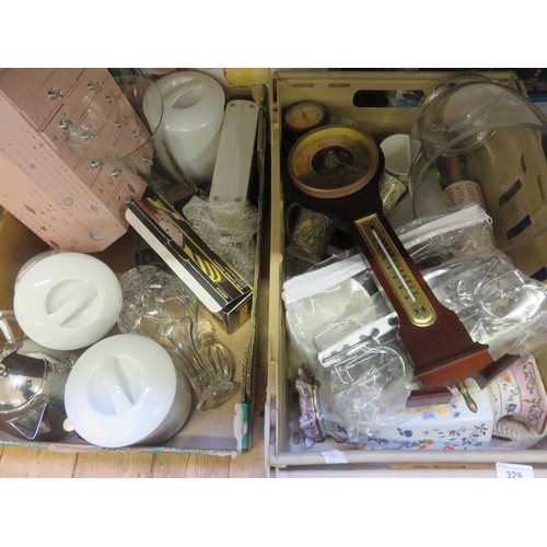 329 - Two boxes and bag of bric-a-brac