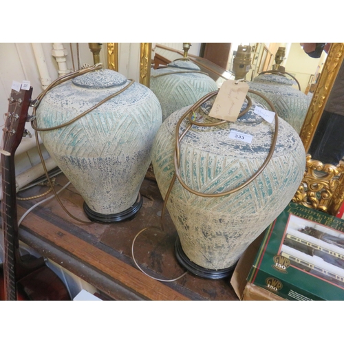 333 - Pair of Very Large Stoneware Lamps