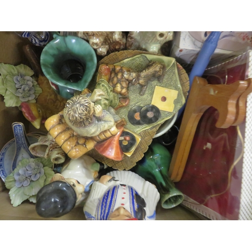 353 - Box of Ceramics, Wall Plates and bric-a-brac