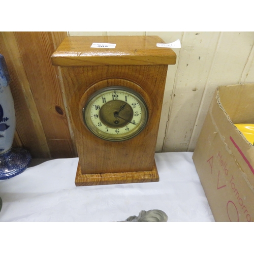 369 - Stained Oak Cased Mantel Clock