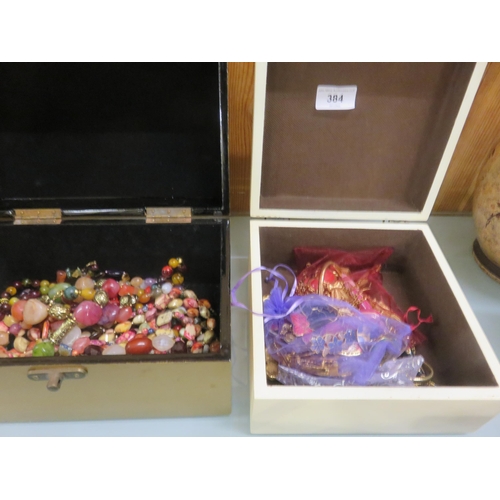 384 - One Chest of Costume Jewellery and One Box of Costume Jewellery