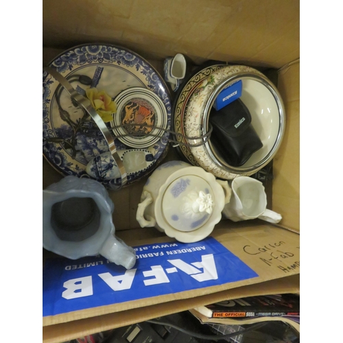 392 - Box of Bric-a-Brac, Plates, Jugs, Ceramics, Camera