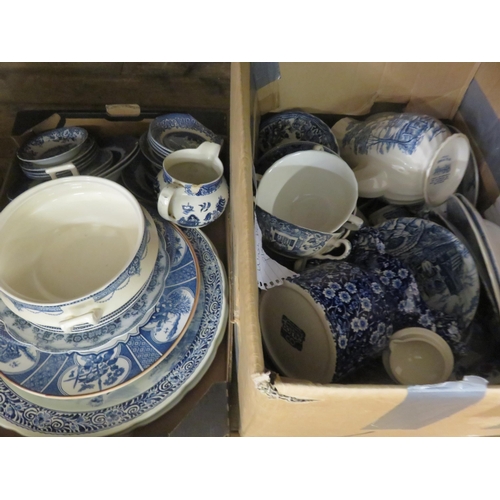 410 - Five Boxes of Blue and White Ware