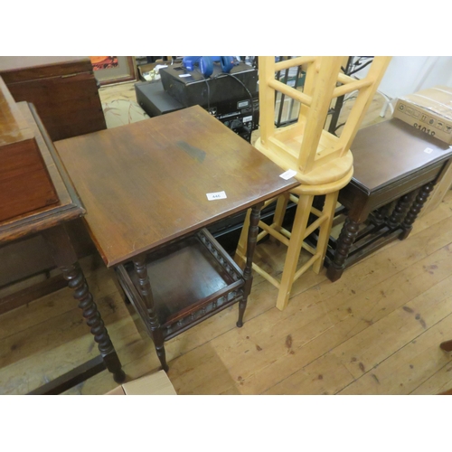 446 - Mahogany two tier Table and Oak Table with barley twist legs