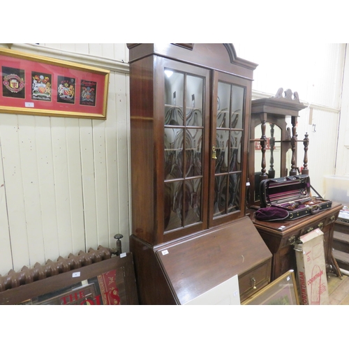 467 - Mahogany and Glazed Bureau Bookcase