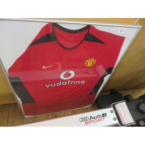 47 - Framed and Signed Vodafone Manchester United Shirt