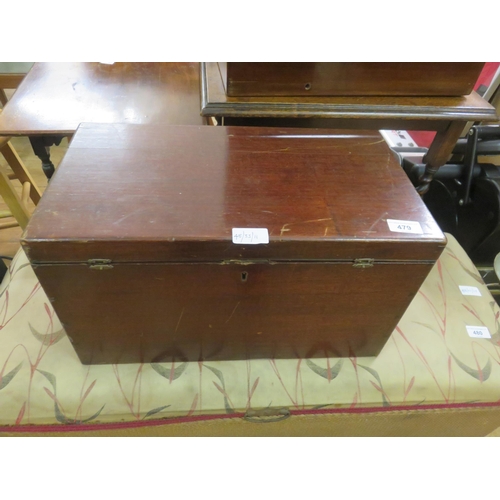 479 - Large Mahogany Side Handled Box with inside divider