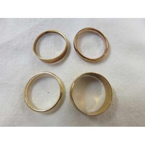 91 - Three 9ct Gold Wedding Bands and One Other, (Three gold bands 6.8gms)