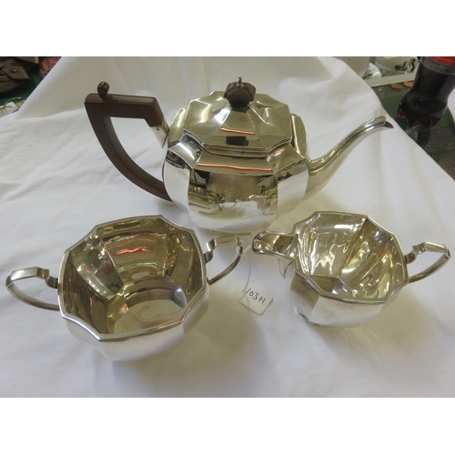 103H - Three piece Tea Service Glasgow 1929 by Robert Stewart, 34 ozs. gross