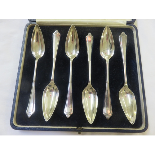 103I - Silver Cased Set, Mappin & Webb Grapefruit Spoons