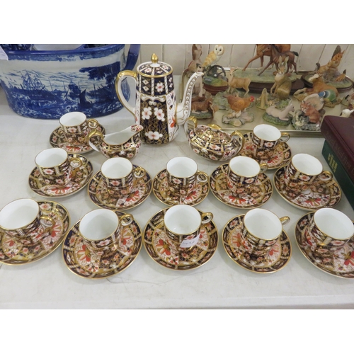 149A - Royal Crown Derby 12 place Coffee Set, 12 cups, saucers, lidded sugar, cream jug and coffee pot