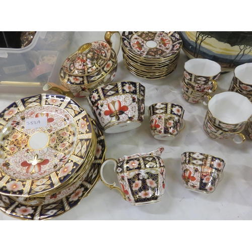 353A - Royal Crown Derby 12 Place Tea Set, 12 cups, saucers, side plates, sugar, cream, teapot and two brea... 