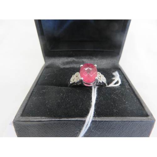 117 - 14ct. White Gold Ruby type Dress Ring