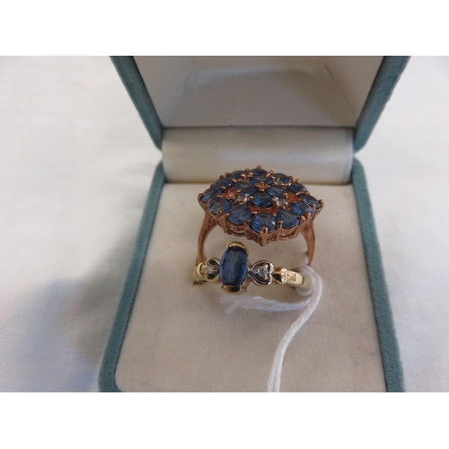 124 - Two 9ct. Gold and Blue Stone Dress Rings