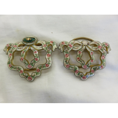 159 - Pair of Enamel Belt Buckles