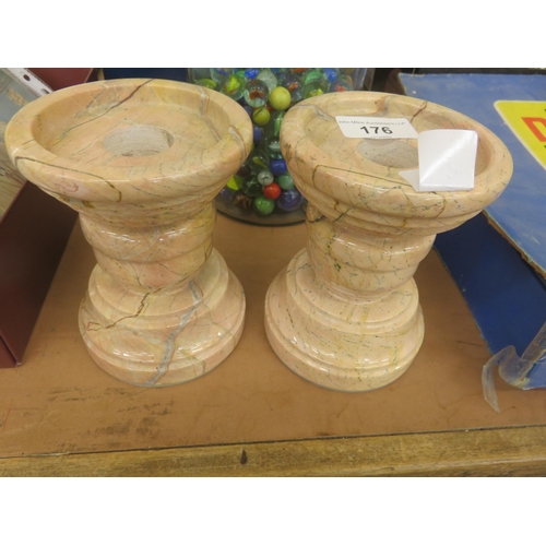 176 - Pair of Marble Candle Holders